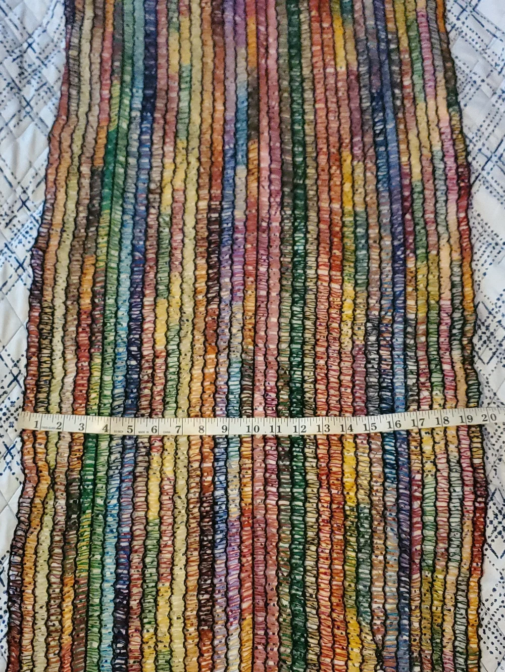 Vintage Italian Vibrant Multicolor Rainbow Striped Ruffle Handwoven Scarf
